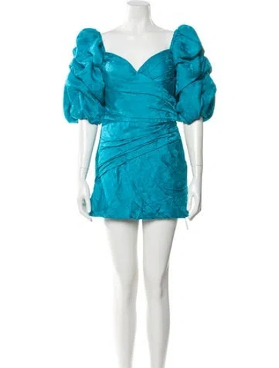 Pre-owned Ronny Kobo Square Neckline Mini Dress In Blue