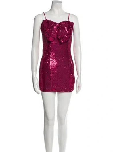 Pre-owned Ronny Kobo Square Neckline Mini Dress In Pink
