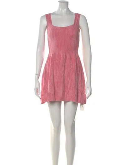Pre-owned Ronny Kobo Square Neckline Mini Dress In Pink