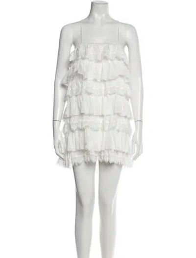 Pre-owned Ronny Kobo Square Neckline Mini Dress In White