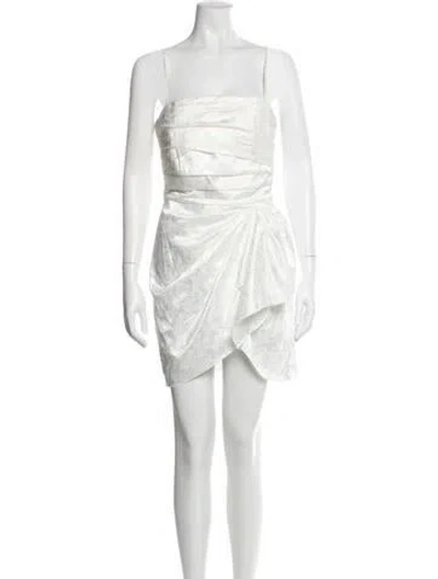 Pre-owned Ronny Kobo Square Neckline Mini Dress In White