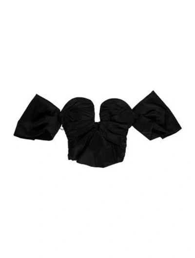 Pre-owned Ronny Kobo Square Neckline Short Sleeve Crop Top In Black