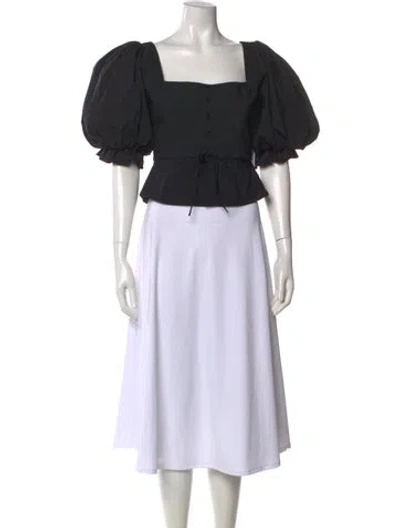 Pre-owned Ronny Kobo Square Neckline Short Sleeve Top W/ Tags In Black