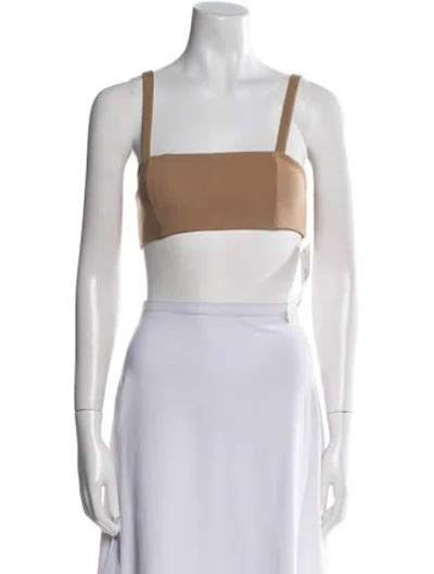 Pre-owned Ronny Kobo Square Neckline Sleeveless Crop Top In Neutral