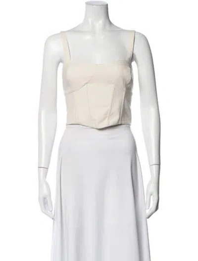 Pre-owned Ronny Kobo Square Neckline Sleeveless Crop Top In Neutrals