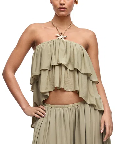 Ronny Kobo Starla Ruffled Top In Gray