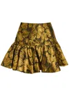 Ronny Kobo Stormi Metallic Floral-jacquard Woven Mini Skirt In Gold