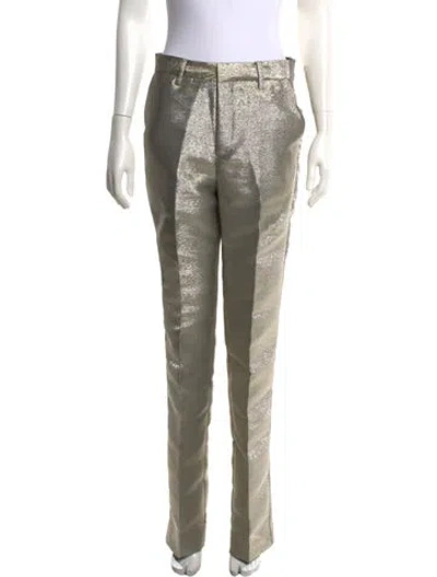 Pre-owned Ronny Kobo Straight Leg Pants In Gold/metallic/silver