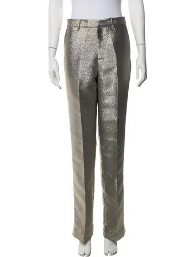Pre-owned Ronny Kobo Straight Leg Pants In Gold/silver