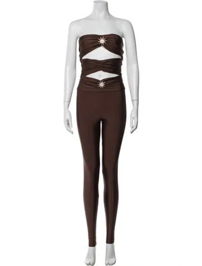Pre-owned Ronny Kobo Strapless Jumpsuit In Brown