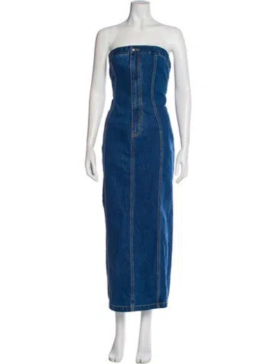 Pre-owned Ronny Kobo Strapless Long Dress In Blue