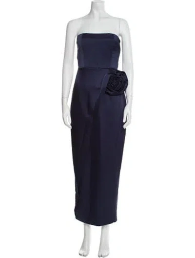 Pre-owned Ronny Kobo Strapless Long Dress In Blue