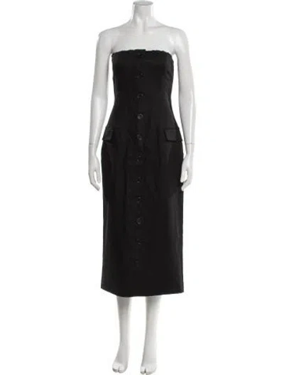 Pre-owned Ronny Kobo Strapless Midi Length Dress In Black