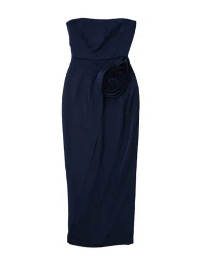 Pre-owned Ronny Kobo Strapless Midi Length Dress In Blue