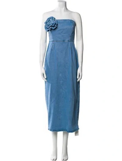 Pre-owned Ronny Kobo Strapless Midi Length Dress In Blue