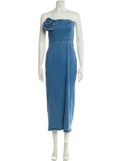 Pre-owned Ronny Kobo Strapless Midi Length Dress In Blue