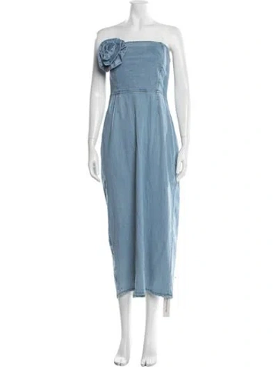 Pre-owned Ronny Kobo Strapless Midi Length Dress In Blue