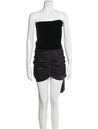 Pre-owned Ronny Kobo Strapless Mini Dress In Black