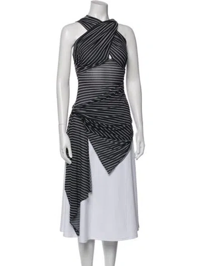 Pre-owned Ronny Kobo Striped Asymmetrical Top W/ Tags In White