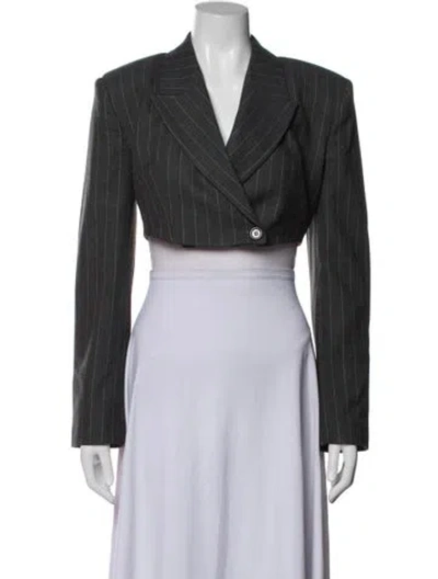 Pre-owned Ronny Kobo Striped Blazer In Grey