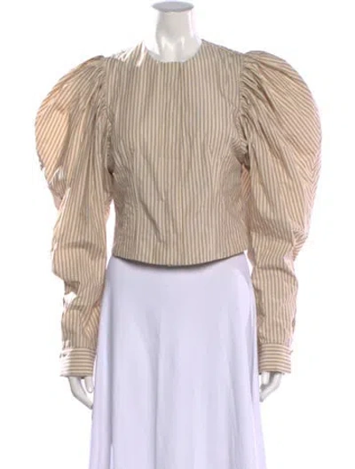 Pre-owned Ronny Kobo Striped Crew Neck Blouse In Neutrals