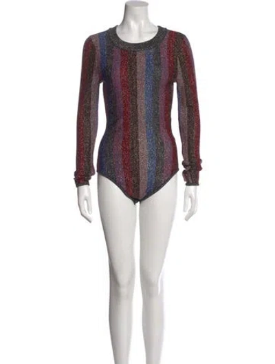 Pre-owned Ronny Kobo Striped Crew Neck Bodysuit