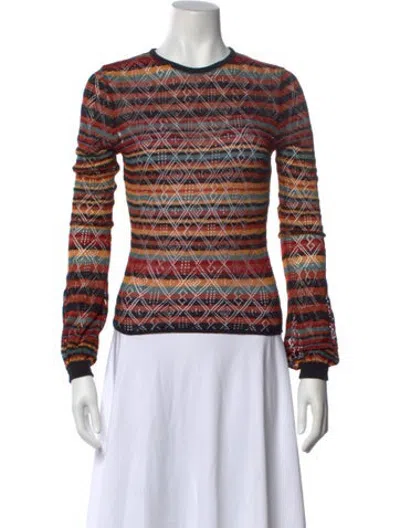Pre-owned Ronny Kobo Striped Crew Neck Sweater In Orange