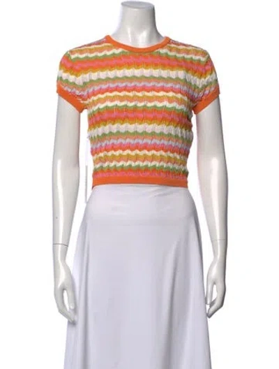 Pre-owned Ronny Kobo Striped Crew Neck Sweater W/ Tags In Neutrals