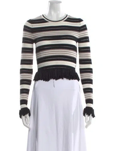 Pre-owned Ronny Kobo Striped Crew Neck Top In Black