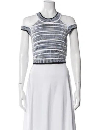 Pre-owned Ronny Kobo Striped Crew Neck Top In Blue