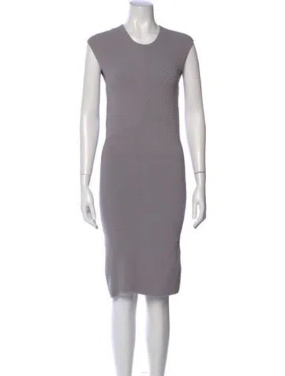 Pre-owned Ronny Kobo Striped Knee-length Dress In Gray
