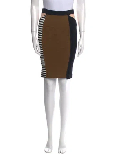 Pre-owned Ronny Kobo Striped Knee-length Skirt In Brown