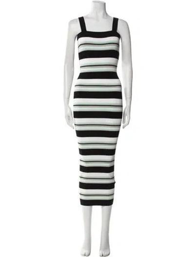 Pre-owned Ronny Kobo Striped Long Dress In Black