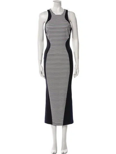 Pre-owned Ronny Kobo Striped Long Dress In Blue