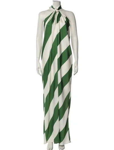 Pre-owned Ronny Kobo Striped Long Dress In Green