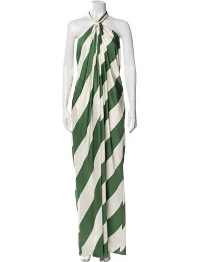 Pre-owned Ronny Kobo Striped Long Dress In Green