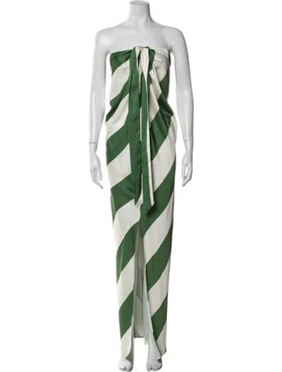 Pre-owned Ronny Kobo Striped Long Dress In Green