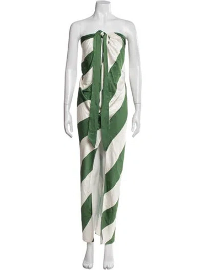 Pre-owned Ronny Kobo Striped Long Dress In Green