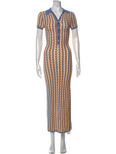 Pre-owned Ronny Kobo Striped Long Dress In Multi