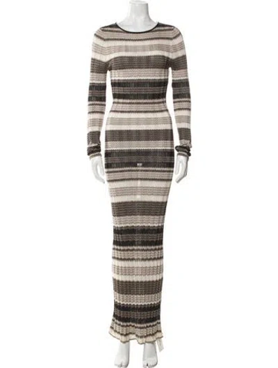 Pre-owned Ronny Kobo Striped Long Dress In Neutral