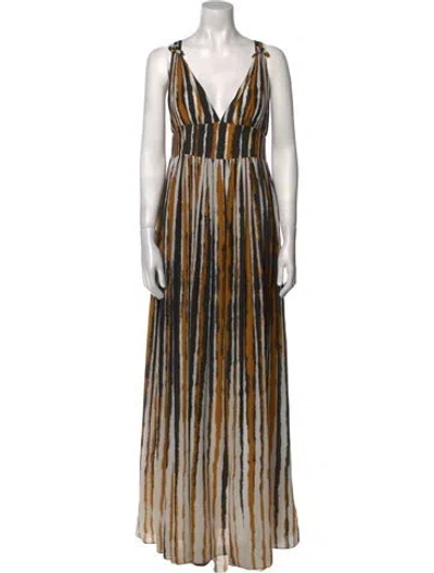 Pre-owned Ronny Kobo Striped Long Dress In Neutral