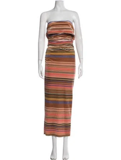 Pre-owned Ronny Kobo Striped Long Dress In Orange