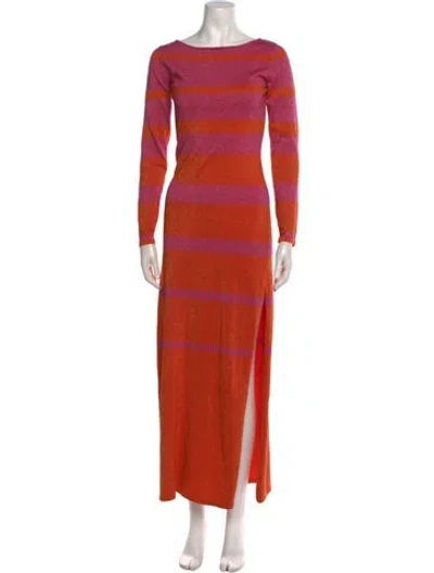 Pre-owned Ronny Kobo Striped Long Dress In Pink