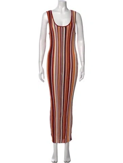 Pre-owned Ronny Kobo Striped Long Dress W/ Tags In Brown