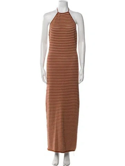 Pre-owned Ronny Kobo Striped Long Dress W/ Tags In Orange