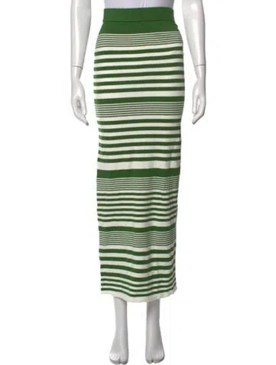 Pre-owned Ronny Kobo Striped Long Skirt In Green