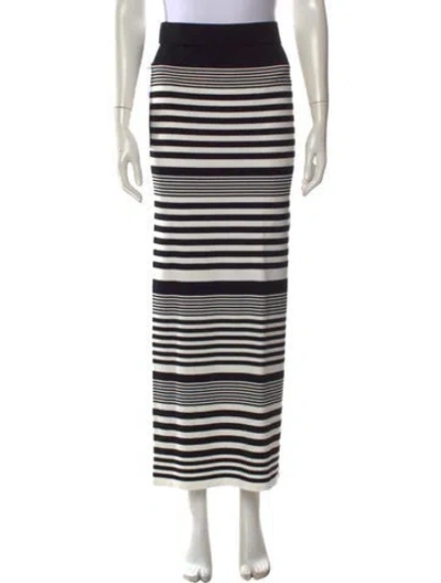 Pre-owned Ronny Kobo Striped Long Skirt W/ Tags In Black