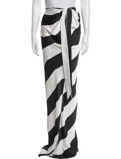 Pre-owned Ronny Kobo Striped Long Skirt W/ Tags In Black