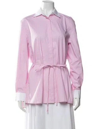 Pre-owned Ronny Kobo Striped Long Sleeve Top In Pink