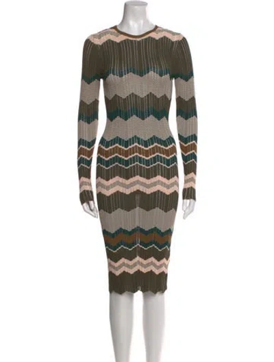 Pre-owned Ronny Kobo Striped Midi Length Dress In Brown